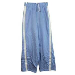No Boundaries Sweatpants Blue XS Stripe Wide Leg Terry Drawstring Pockets NWT